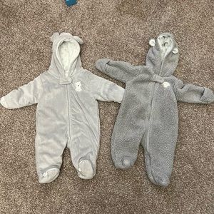 Carters bundle 2 Gray Fleece Coverall Snowsuit size 3M